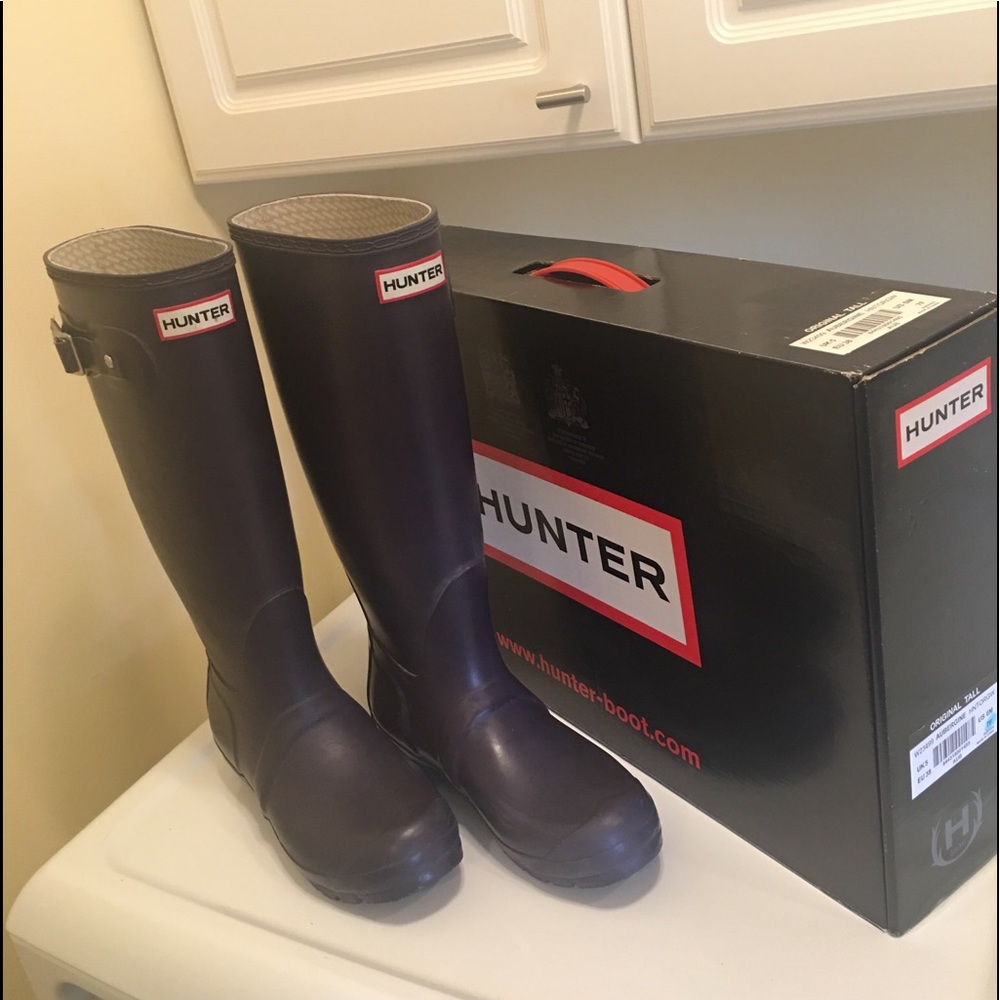 Tall Hunter Boots - Plum, Matte, WOMANS SIZE 7